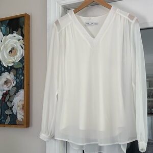 Iris Setlakwe Sz 6 white blouse long sleeve top